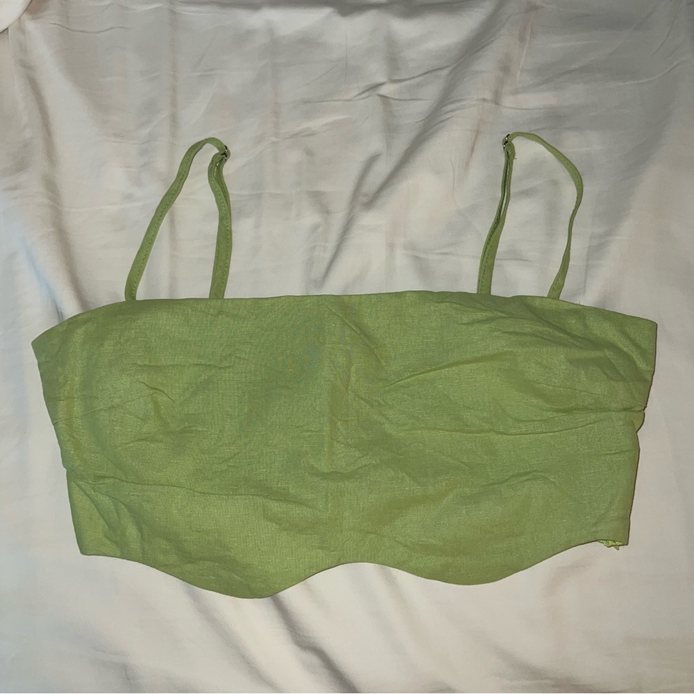 Princess Polly Green Wavy Crop Top